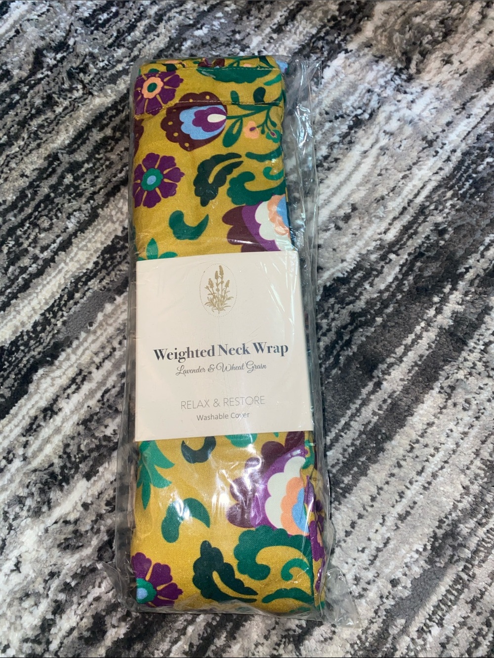 Weighted Neck Wrap Lavender & Wheat Grain - Yellow Floral